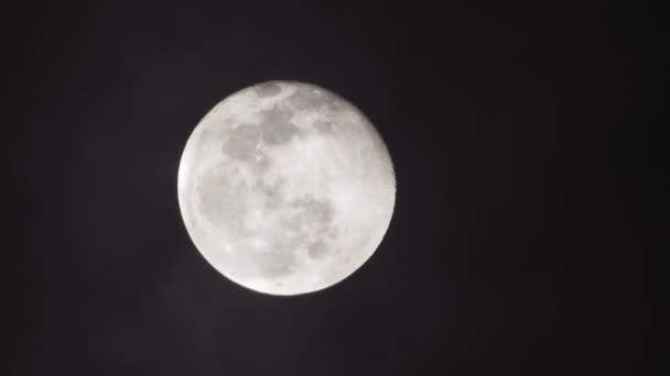 Luna Llena Noche Nublada Oscura Nubes Que Pasan Por Luna — Vídeos de Stock