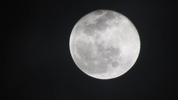 Luna Llena Noche Nublada Oscura Nubes Que Pasan Por Luna — Vídeos de Stock