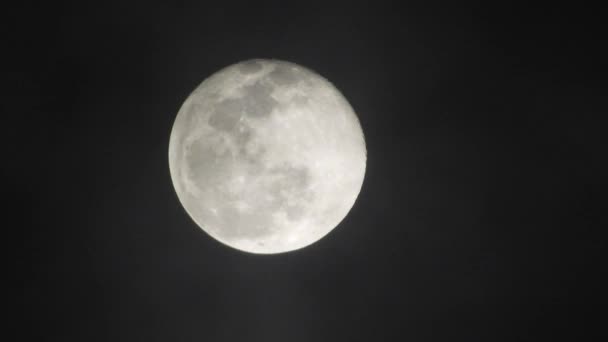 在阴天的夜晚 云彩经过月亮 实时射击 云彩在夜晚经过月亮 夜间满月 云彩实现 — 图库视频影像