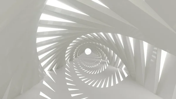 Поворачиваю Абстрактный Белый Коридор Светящимся Концом Минимальный Архитектурный Фон Концепция — стоковое фото