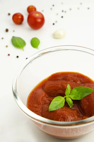 Salsa de tomate en un tazón —  Fotos de Stock