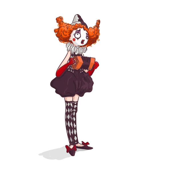 Clown met accordeon — Stockvector