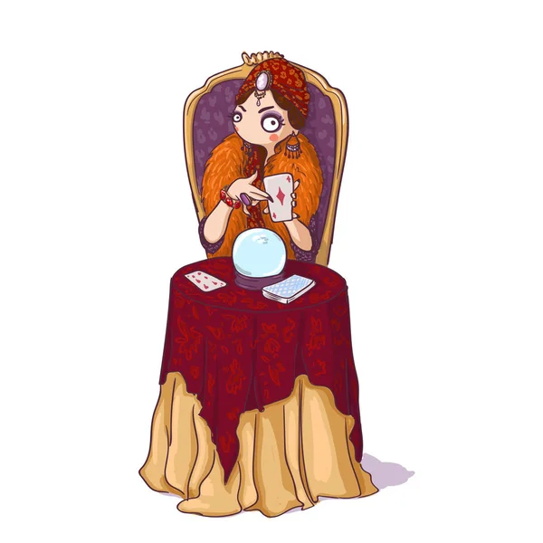 Cartoon fortune teller vrouw — Stockvector