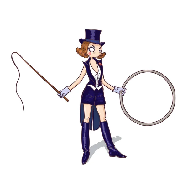 Chica del circo Tamer — Vector de stock