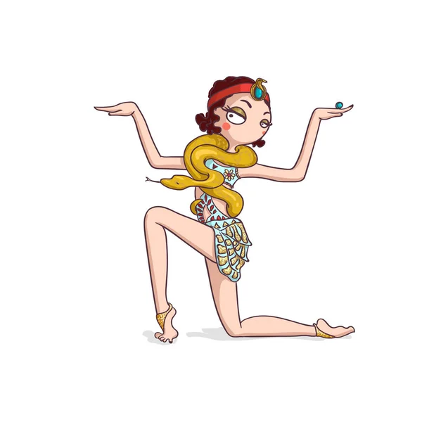 Fille de cirque avec serpent — Image vectorielle