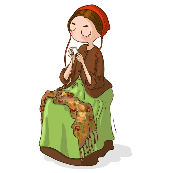 Симпатичная девочка из мультфильма "Игла" . — стоковый вектор