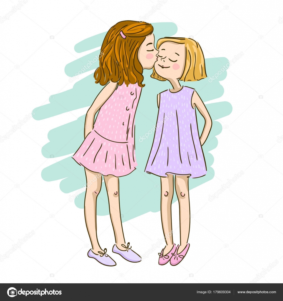 Two girls best friends vector illustration Stock Vector Image by  ©Salvadorova #179609304