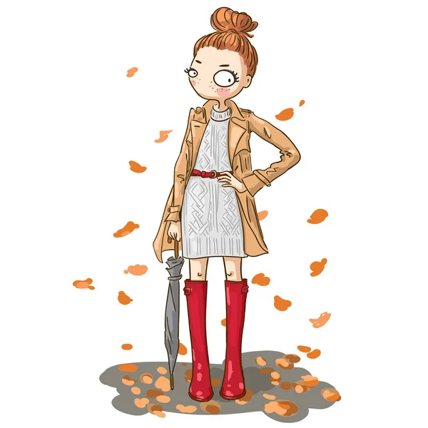 Милі дівчата восени — стоковий вектор