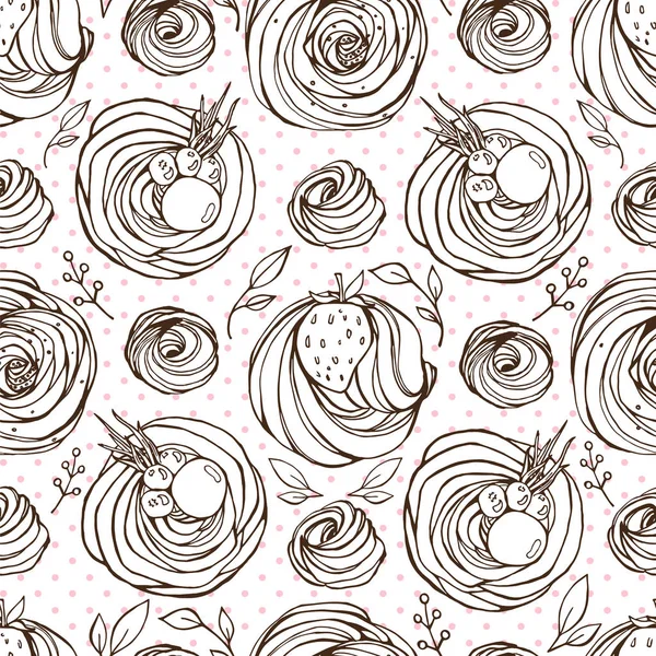 Cupcake seamless pattern — Stock Vector