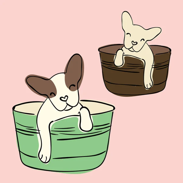 Illustration Pour Enfants Des Chiots Bain Chiots Dans Bain Pour — Image vectorielle