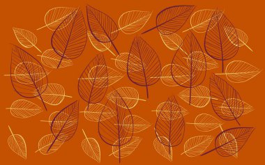 Elle çizilmiş yaprakları olan kusursuz bir şekil. Moda tekstil baskısı için son moda İskandinav tasarım konsepti. Doğa çizimi, çay yaprakları.