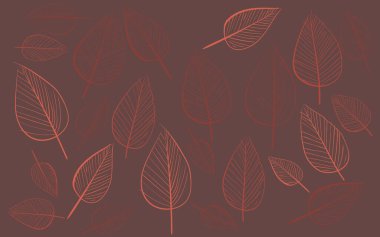 Elle çizilmiş yaprakları olan kusursuz bir şekil. Moda tekstil baskısı için son moda İskandinav tasarım konsepti. Doğa çizimi, çay yaprakları.