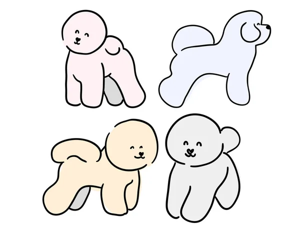 Illustratie Voor Kinderen Mooie Witte Pluizige Hondenras Bichon Frise Decoratieve — Stockvector