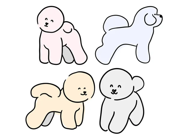 Illustration Pour Enfants Belle Race Chien Pelucheux Blanc Bichon Frise — Image vectorielle