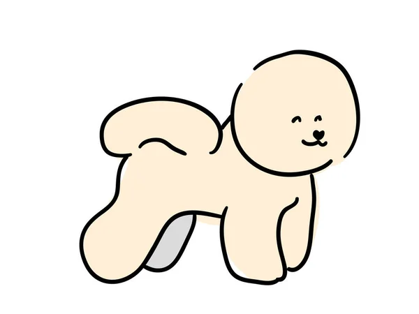 Εικονογράφηση Για Παιδιά Όμορφη Λευκή Χνουδωτή Ράτσα Σκύλου Bichon Frise — Διανυσματικό Αρχείο