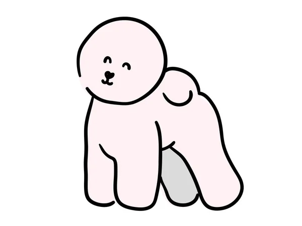 Εικονογράφηση Για Παιδιά Όμορφη Λευκή Χνουδωτή Ράτσα Σκύλου Bichon Frise — Διανυσματικό Αρχείο