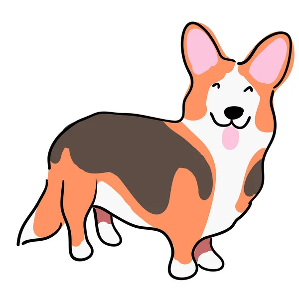 Illustratie Voor Kinderen Mooie Gember Harige Hond Rassen Van Welsh — Stockvector