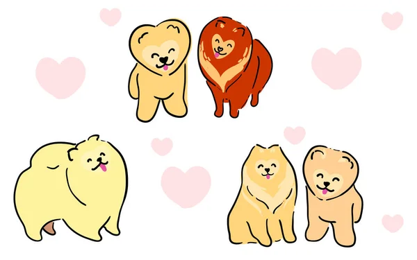 Conjunto Ilustrações Cães Bons Animais Estimação Cães Raças Pequenas Shih —  Vetores de Stock