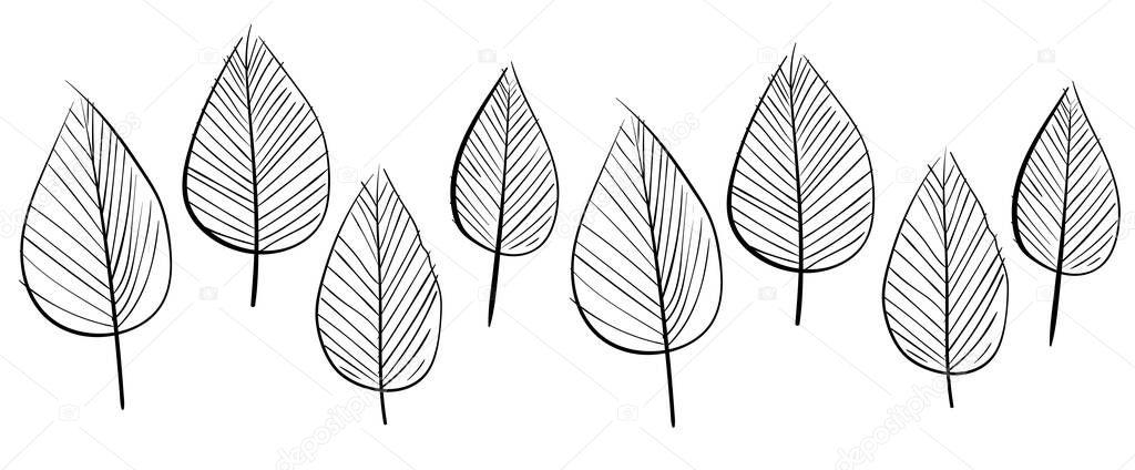 Vector seamless pattern with hand drawn leaves. Trendy scandinavian design concept for fashion textile print. Nature illustration, tea leaves.