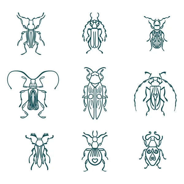 Böcek Böcekler Modern Ikon Sembol Çizim Mutlu Çizgi Film Böceği — Stok Vektör