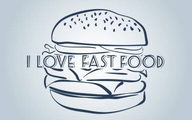 Restoran web sitesi için Gıda Afişi Tasarım Şablonu. Fast Food Teması 'nda Fast Food Menü Şablonu El Tarzı Çizimi Şekliyle Farklı Nesneler. Fast food dokusu.