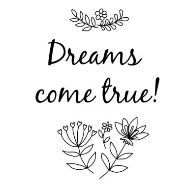 Çiçek desenli bir çerçeve ve harf kartı. İlham verici bir işaret. Poster ve afiş ögesi, kartpostal, hediye kartı, tişört baskısı ve daha fazlası, etiket, etiket ve diğer şeyler.. 