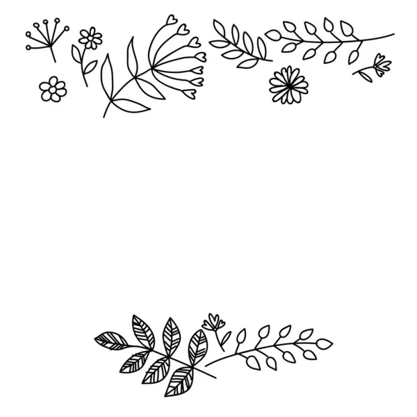 Vektör Çizimleri Hipster Grunge Çizimleri Yaprakları Dalları Çiçekleri Olan Izole — Stok Vektör