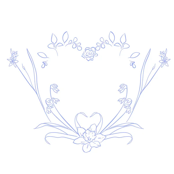 Kaart Met Bloemblaadjes Wedding Ornament Concept Bloemenlijst Poster Uitnodiging Handgetekende — Stockvector