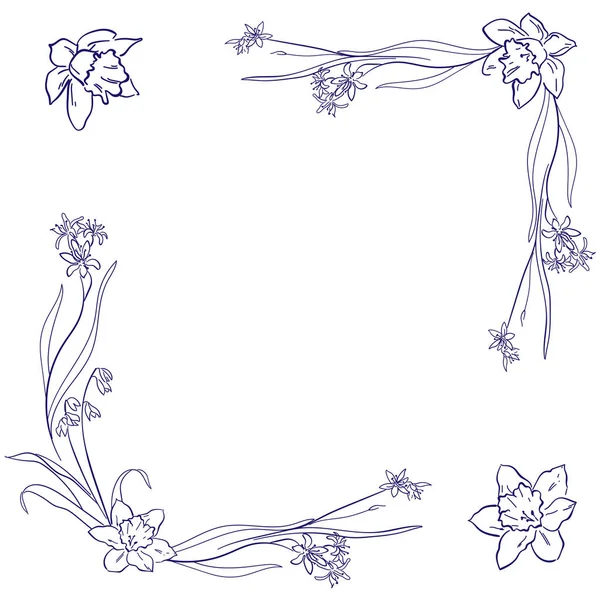 Kaart Met Bloemblaadjes Wedding Ornament Concept Bloemenlijst Poster Uitnodiging Handgetekende — Stockvector