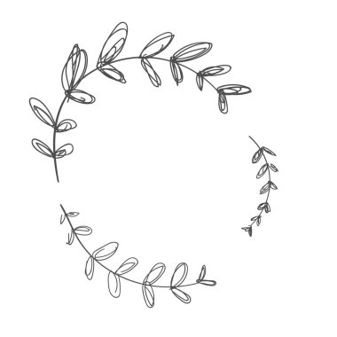 Vektör resmi, clipart, düzenlenebilir detaylar. Boho çiçek çerçevesi, metin şablonu. Çiçekli tasarımlar, daire şeklinde. Tasarımınız ve diğer şeyler için dekor elemanı. Çiçek desenli boho çerçeve ve kartı.