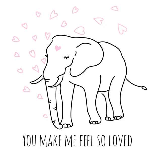 Carino Elefante Cartone Animato Disegnato Mano Vettoriale Illustrazione Elefante Sullo — Vettoriale Stock