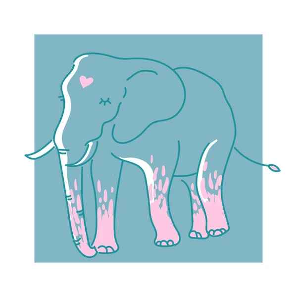 Mignon Dessin Animé Éléphant Illustration Vectorielle Dessinée Main Éléphant Sur — Image vectorielle