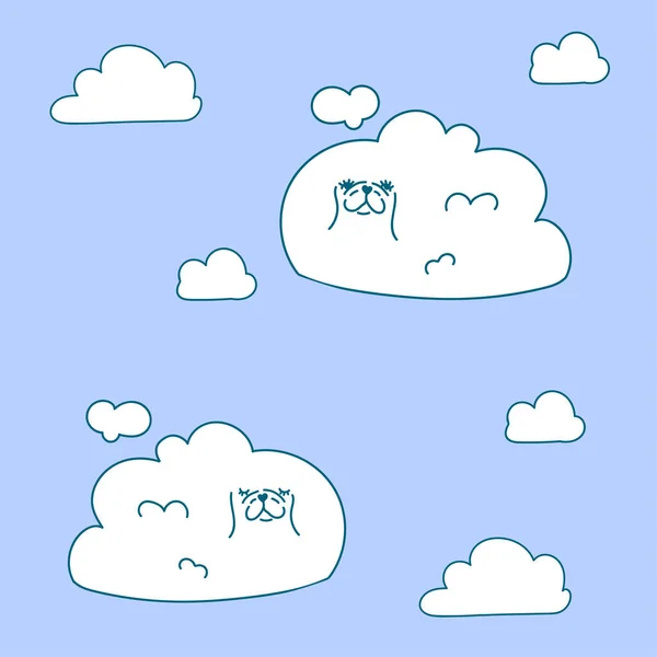 Симпатичное Собачье Облако Голубом Небе Использована Принта Футболки Дети Носят — стоковый вектор