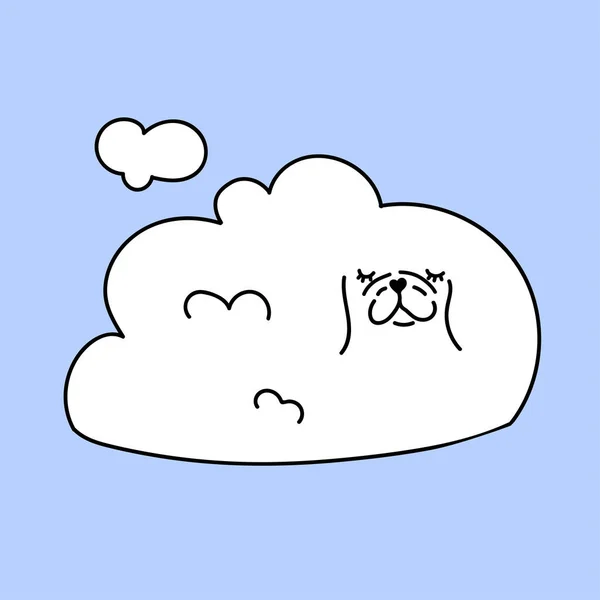 Χαριτωμένο Σύννεφο Σκύλου Στον Γαλάζιο Ουρανό Μπορεί Χρησιμοποιηθεί Για Την — Διανυσματικό Αρχείο