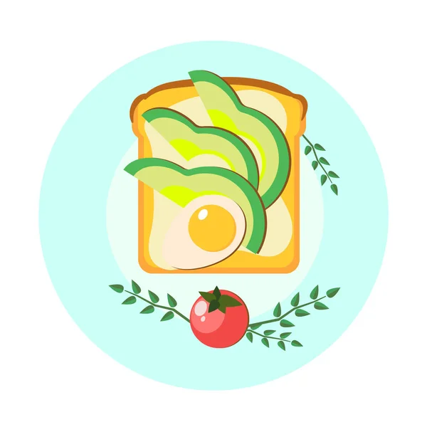 Flaches Design Gesunde Ernährung Gesundes Frühstück Sandwich Mit Avocado Kirschtomaten — Stockvektor