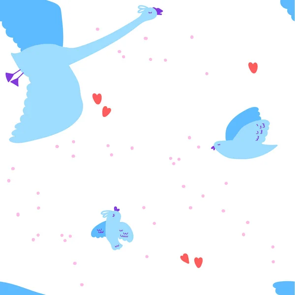 Pettern Con Pájaros Lindo Patrón Primavera Con Aves Voladoras Cielo — Vector de stock