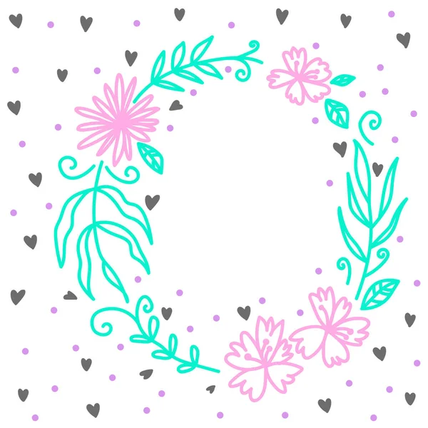 Image Vectorielle Clipart Détails Modifiables Cadre Fleurs Boho Modèle Texte — Image vectorielle