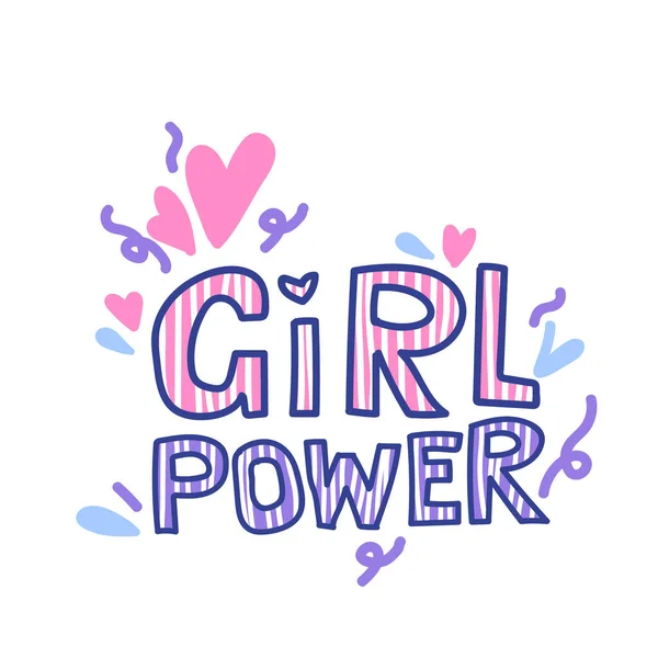 Girl Power Illustration Dessinée Main Citation Féministe Faite Vecteur Slogan — Image vectorielle