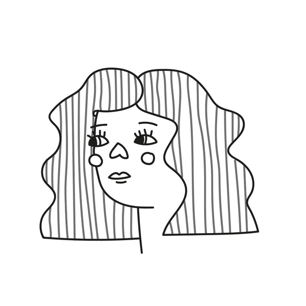 Портрет Женщины Голова Девушки Аватар Изображение Профиля Минималистка Плоская Векторная — стоковый вектор
