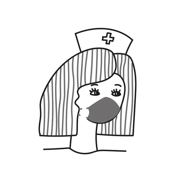 Медицинский Работник Девушка Медицинской Шляпе Девушка Защитной Маске Лице Сестра — стоковый вектор
