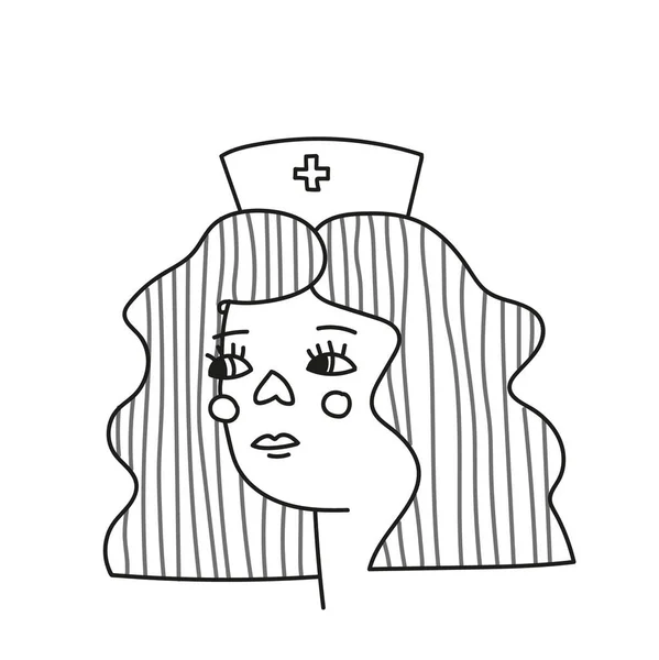 Travailleur Médical Fille Avec Chapeau Médical Fille Avec Masque Protection — Image vectorielle