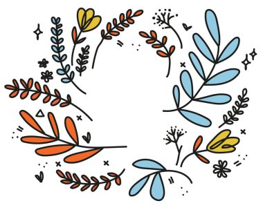 Boho orman iskeleti, metin şablonu. Tasarımınız ve diğer şeyler için karalama dekoru ögesi. Vektör resmi, clipart, düzenlenebilir detaylar.