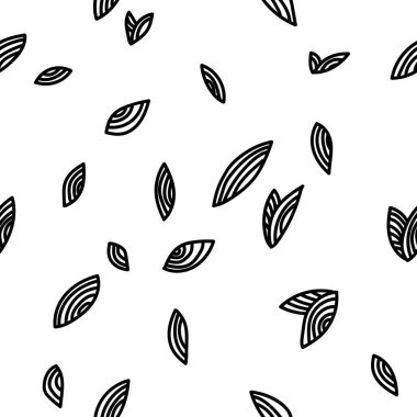 Yapraklı desen. Boho şablonu. Tasarımınız ve diğer şeyler için karalama dekoru ögesi. Vektör resmi, clipart, düzenlenebilir detaylar.