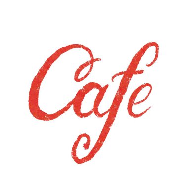 Kafe için el yazısı. El çizimi klasik tipografi beyaz arkaplan, clipart izole.