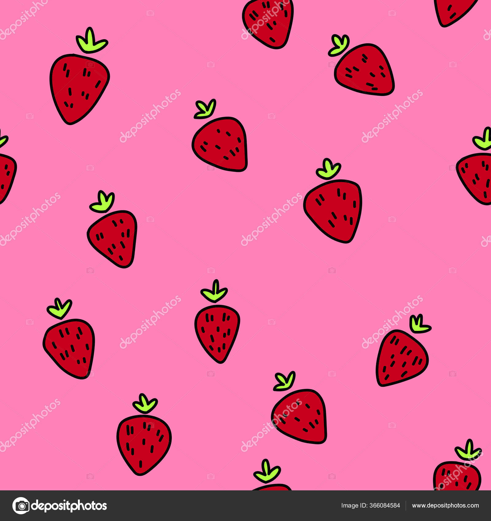 漫画風のかわいい果物のパターン ストロベリー ベクターの手描きテクスチャ ヒップスター グランジの絵 手描きの孤立ブックイラスト ストックベクター C Polinayanchuk