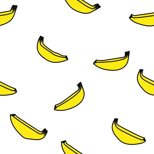 Pattern Cute Fruits Cartoon Style Bananas Vector Hand Drawn Textures — Stock Vector