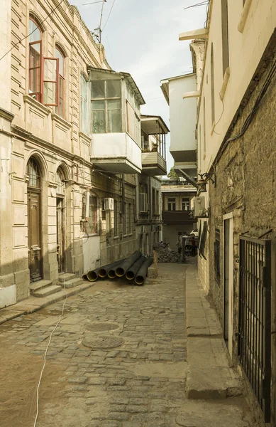 Ulica Centralnej Części Miasta Baku Dziedzictwo Historyczne Azerbejdżanu Icheri Sheher — Zdjęcie stockowe