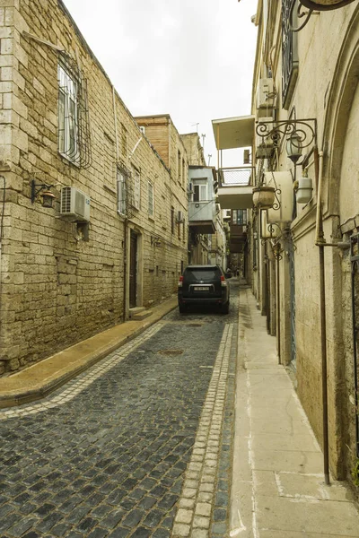 Azerbajdzjan Baku Gamla Stan Juli 2014 Street Centrala Delen Staden — Stockfoto