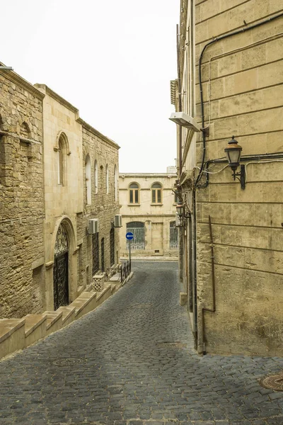 Улица Центральной Части Города Баку Историческое Наследие Азербайджана Шехер Ичери — стоковое фото