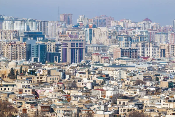 Panorama Van Baku Hoofdstad Van Republiek Azerbeidzjan Vanaf Een Hoog — Stockfoto